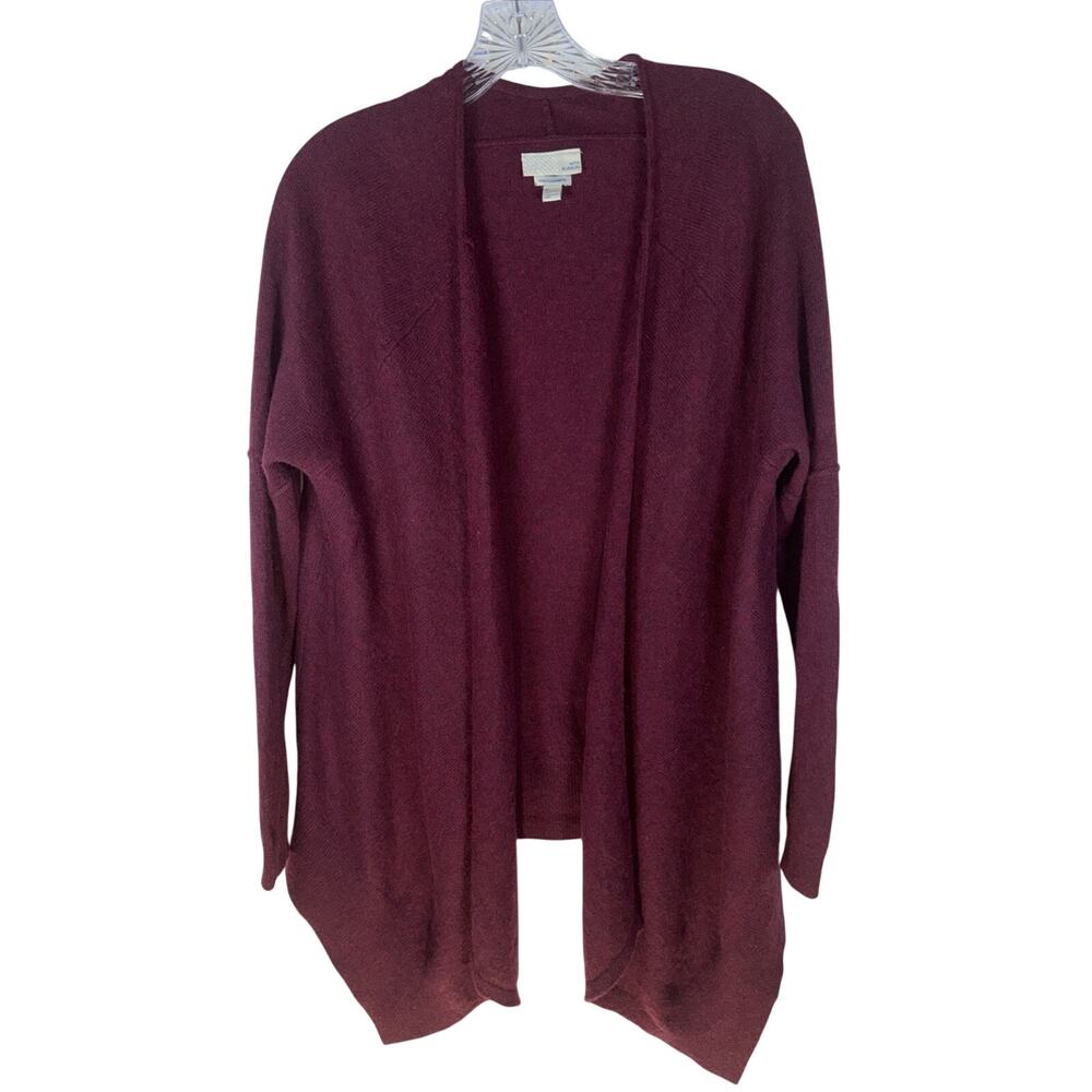 Cashmere Cardigan Open Front Sweater Womens Medium 14th & Union Burgundy Red